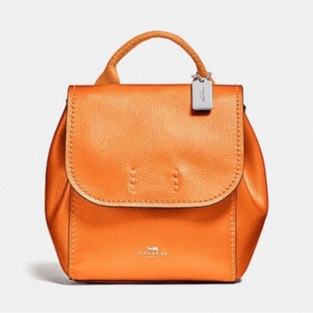 Coach Orange Derby Leather Backpack